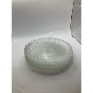 Set of 7 Clear Glass Swirl Dinner Plates,‎ Decorative Rim Serving Dishes